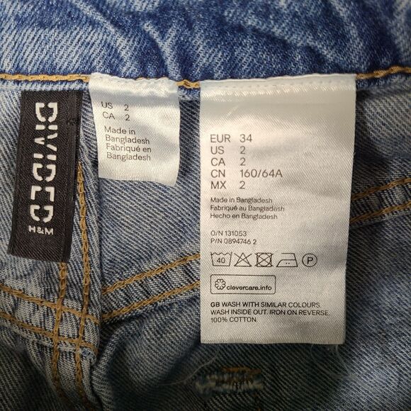 Divided by H&M Jeans Women's Size 2 (24x25.5) Button Fly Bling‎ Rhinestone Blue - Picture 5 of 11